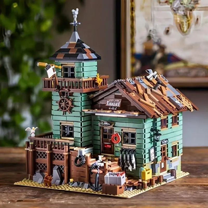 2618-Piece Fisherman's Hut Building Block Set - Suitable for Adults 14+! Build a Detailed, Ocean-Themed Fishing House Using High-Quality Parts