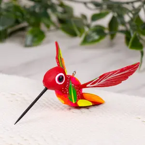 Hand Painted Hummingbird Wooden Figurine
