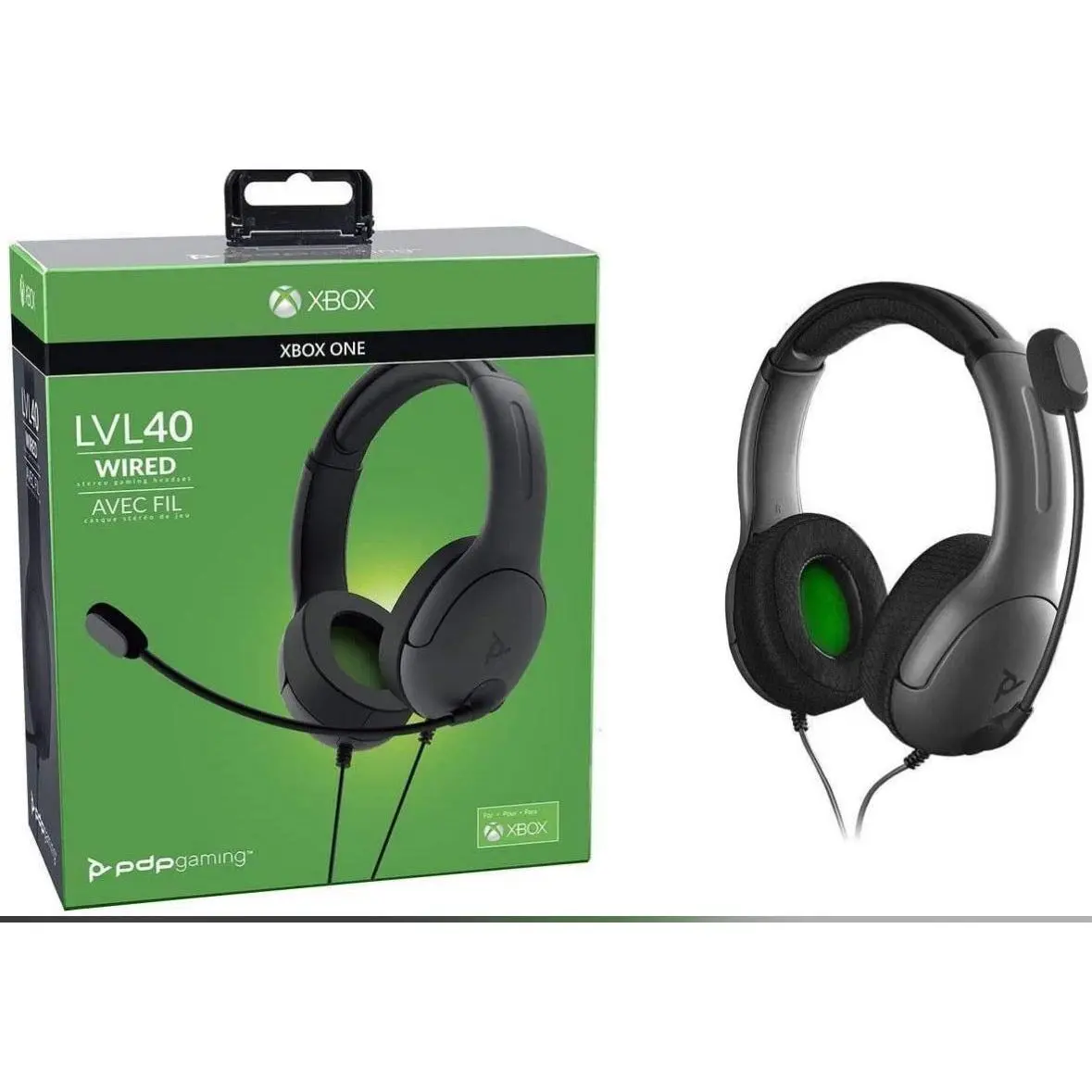 PDP 048-141-NA Gaming LVL40 Wired Stereo Headset, Xbox One Black/Gray