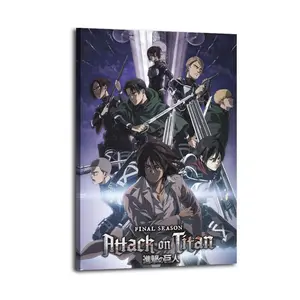 Attack on Titan Poster Canvas Wall Art Home Decorative Prints Fade-Resistant Canvas Print Various Size for Home Gym Office Wall Decor