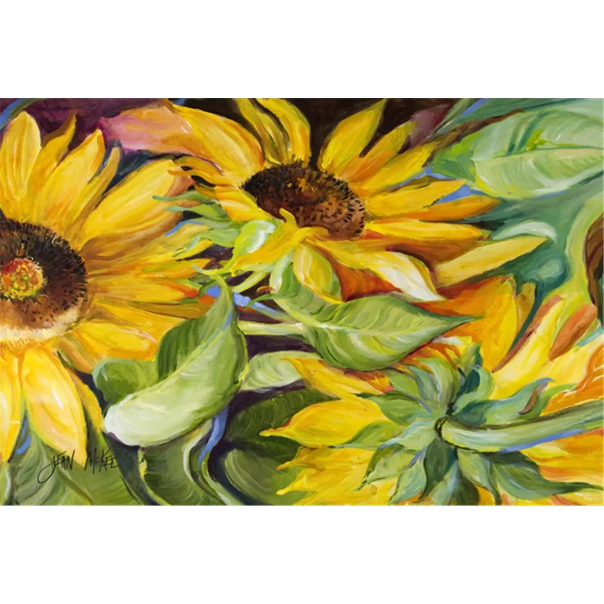 Washable Floral Sunflowers Fabric Placemat - Rectangle Tableware, Kitchen Dining Table Accessory to Add Artwork to Table