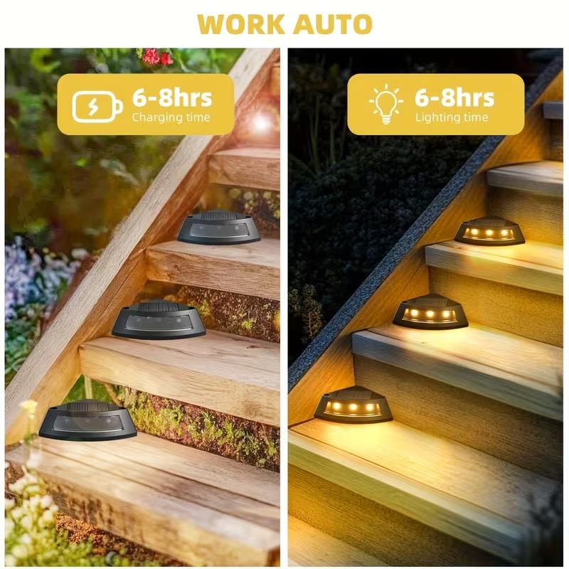 This four-piece set of intelligent solar-powered tiered lights features intelligent light-controlled courtyard lights that automatically turn off during the day and turn on at night. Suitable for courtyards, gardens, paths, and porch ground lighting.