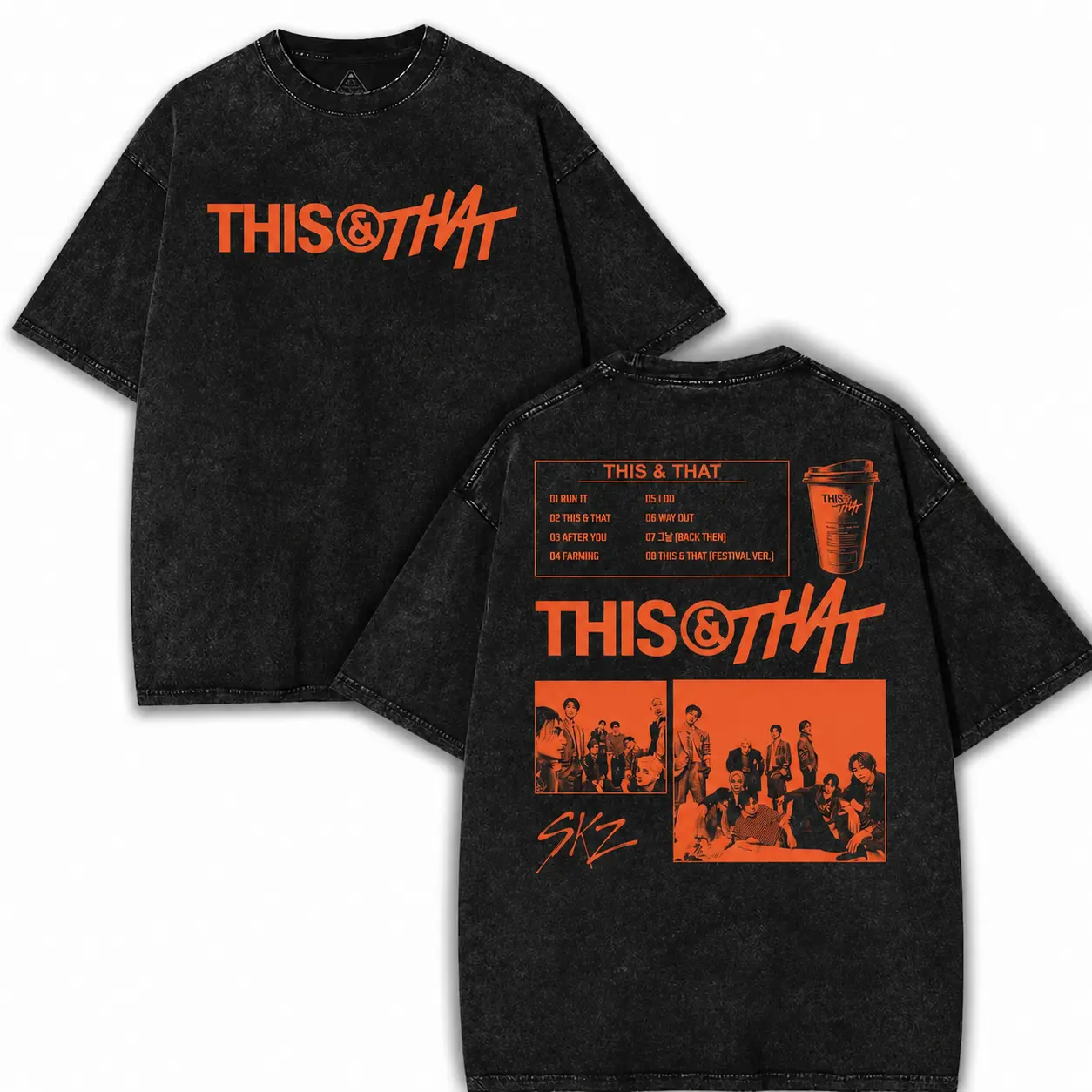 SKZ This And That Tracklist Mineral Wash Tee, 2026- 2027 World Tour Run It Shirt, Skz Kpop Tee
