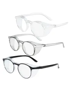 Fashion Safety Glasses with Transparent Lenses, Small Round Frame Rimmed Eyewear, Ideal for Daily Use and Outdoor Activities
