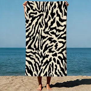 Sand Free Beach Towel, Cream Zebra Print Oversized Quick Dry Microfiber Pool Towel for Vacation, Swim & Travel (31.5"x63")