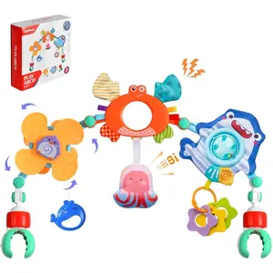 Baby Stroller Arch Toy, Seat Toys, Adjustable Arch Stroller toy with Hanging Sensory Activity toys,fits on Baby Bouncer, Bassinet, Stroller, Crib and Seats for baby infant Boy Girl 0-18 Months