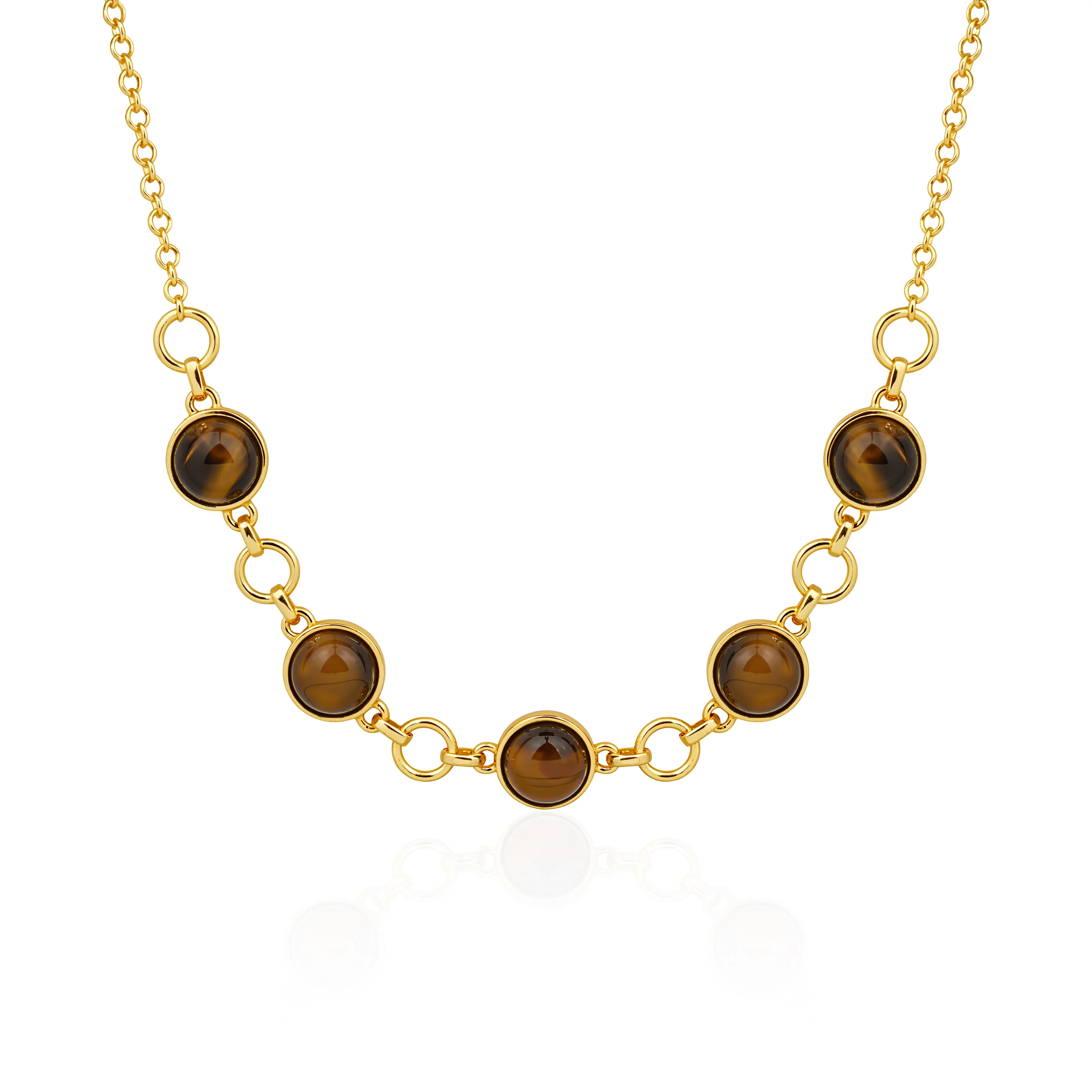 Aprilery Tiger Eye Stone Necklace – Elegant Chain Design with Natural Gemstone Accents for Women