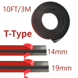 Car T-Type Weather Stripping Seal Strip 14mm/19mm 3M/10FT Universal Rubber Seal Trim for Windshield Roof Window Door Gap Waterproof Noise Insulation with Adhesive Tape