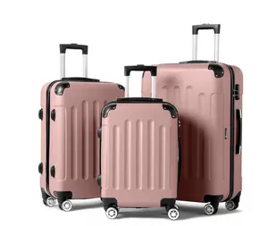Hardside Lightweight Spinner Rose Gold 3 Piece Luggage Set with TSA Lock Travel Trolley Traveling Bag