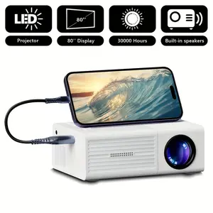 Mini portable projector, supports full HD 4K, 720P local playback, LCD display like a smart TV, compatible with smartphones/tablets/laptops, USB interface, suitable for cinema, gaming, and movies