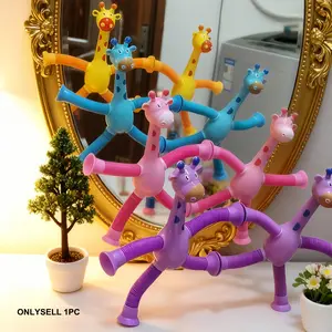 Stretchy Suction Cup Giraffe Toy, Kids Educational Stress Relief Sensory Toy, Bendable Interactive Parent-Child Play, Fun and Relaxing
