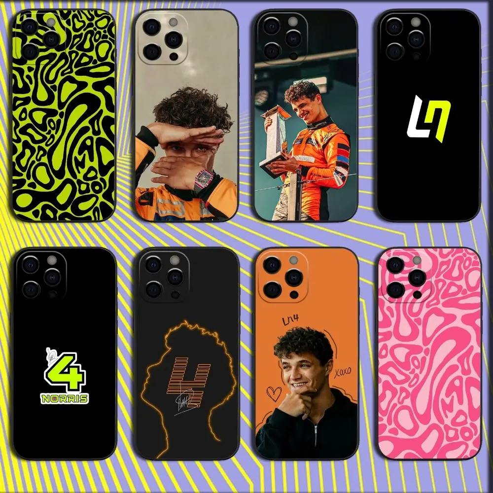 Racing Driver L-Lando Norris Phone Case For iPhone 16,15,14,13,12,11,Pro,X,XS,Max,XR,Plus,Mini Soft Black Cover Protection Protector