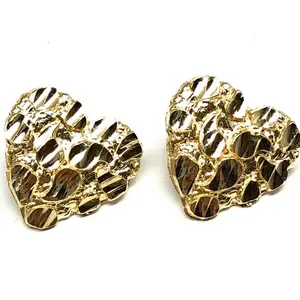 Gold heart nugget earrings 12MM non tarnish