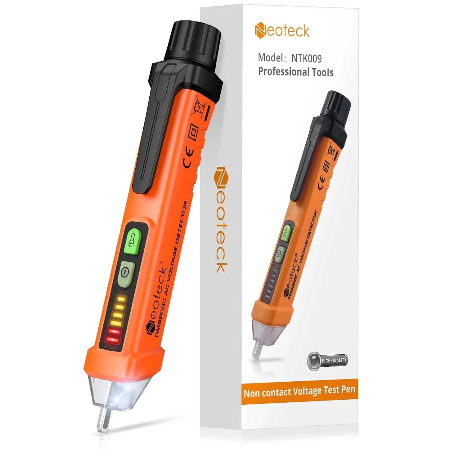 NTK009 Non-Contact AC Voltage Tester Pen 12-1000V with LED Flashlight & Buzzer Alarm for Live Null Wire Detection Multifunctional Safety Tool for DIYers and Home Owners