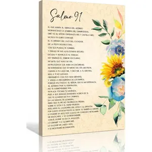 Psalm 91 Wall Art Spanish Bible Verses Wall Decor Framed Motivational Quotes Pictures Christian Wall Art Prints 12x18 inches Hanging Poster Gift Home Living Room Bedroom