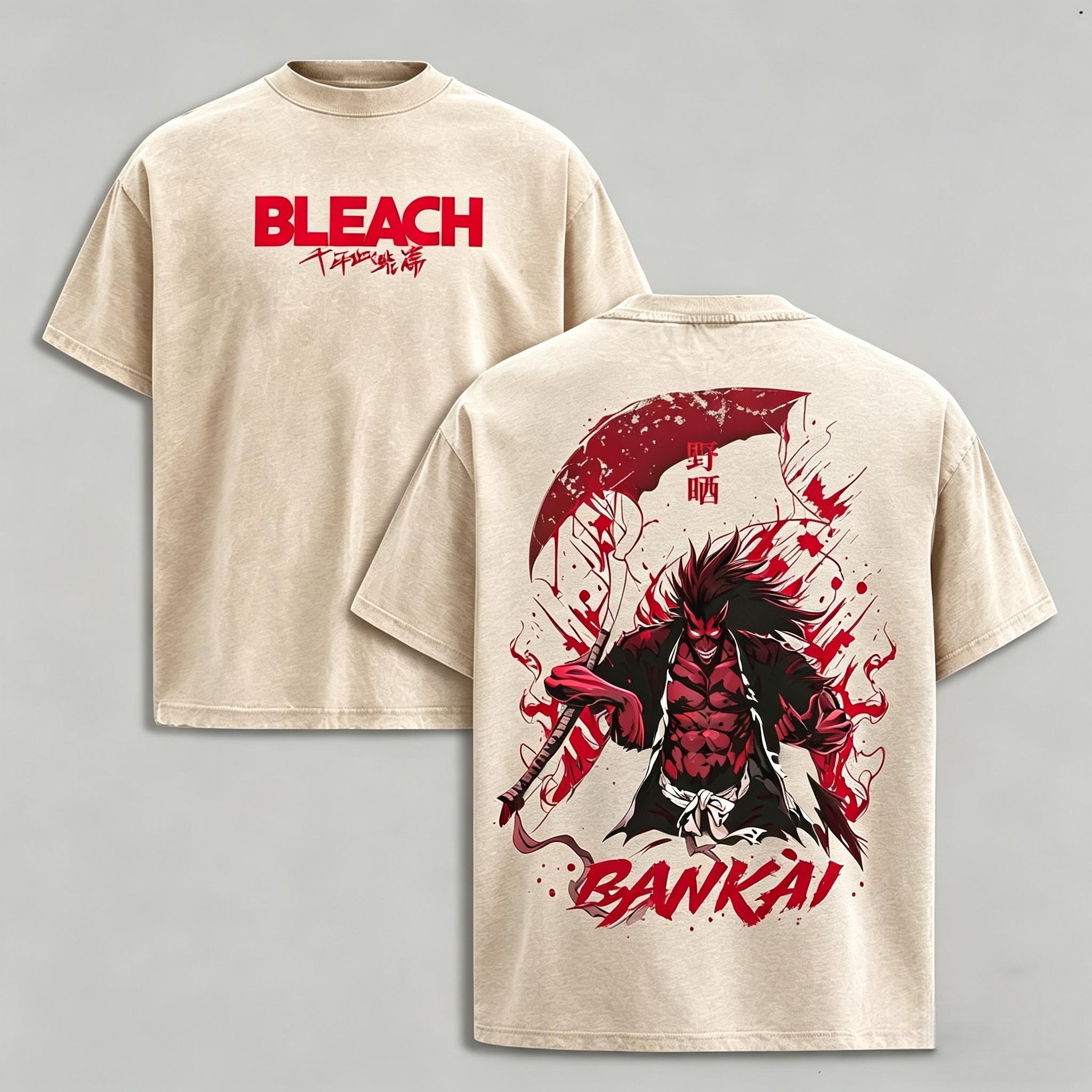 [Hoodie, Sweater,T-Shirt] Retro Vintage Kenpachi Zaraki Bleach Unisex Oversize Anime Manga Washed Heavyweight Cotton T-shirt, Gift For Bleach Fan, Anime Lover,funny graphic tee, men’s trendy t-shirts, deals, humorous, 90s, streetwear,penny tees