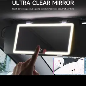Car Sun Visor Vanity Mirror with 3 Lighting Modes, Clip-On Rearview Sunshade Makeup Mirror, 8 Hours Battery Life