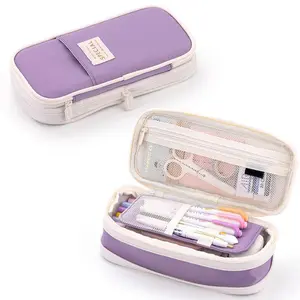 Big Capacity Pencil Case Telescopic Pencil Pouch Zipper Pen Bag Canvas Markers Organization Makeup Bag Box Pencil Holder Office Supplies