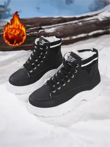Fashionable women's autumn and winter short boots, thick-soled, high-water platform, waterproof upper, outdoor sports boots, light, comfortable soft sole, anti-skid, wear-resistant, commuting warm boots.