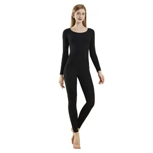 Autumn Winter Womens Thermal Underwear Set Silk Touch Antibacterial Fleece Seamless Long Johns