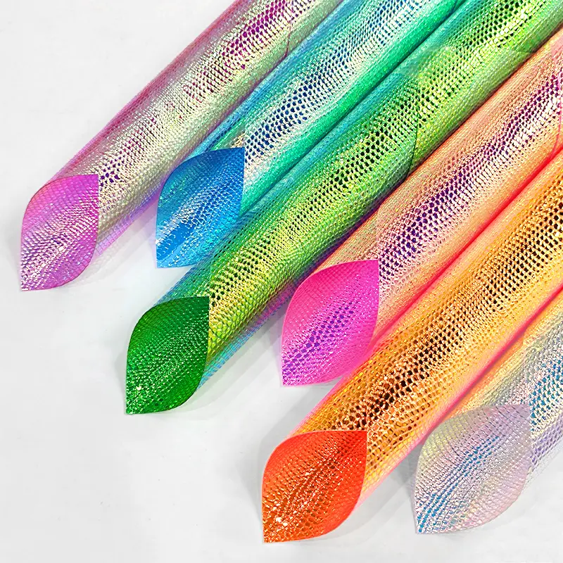 0.6mm Iridescent 3D Embossed Lizard Grain Artificial Leather Roll (12x53in/30x135cm) - DIY Crafts, Leathercraft Accessory Material for Handicrafts, Home Furniture Decoration