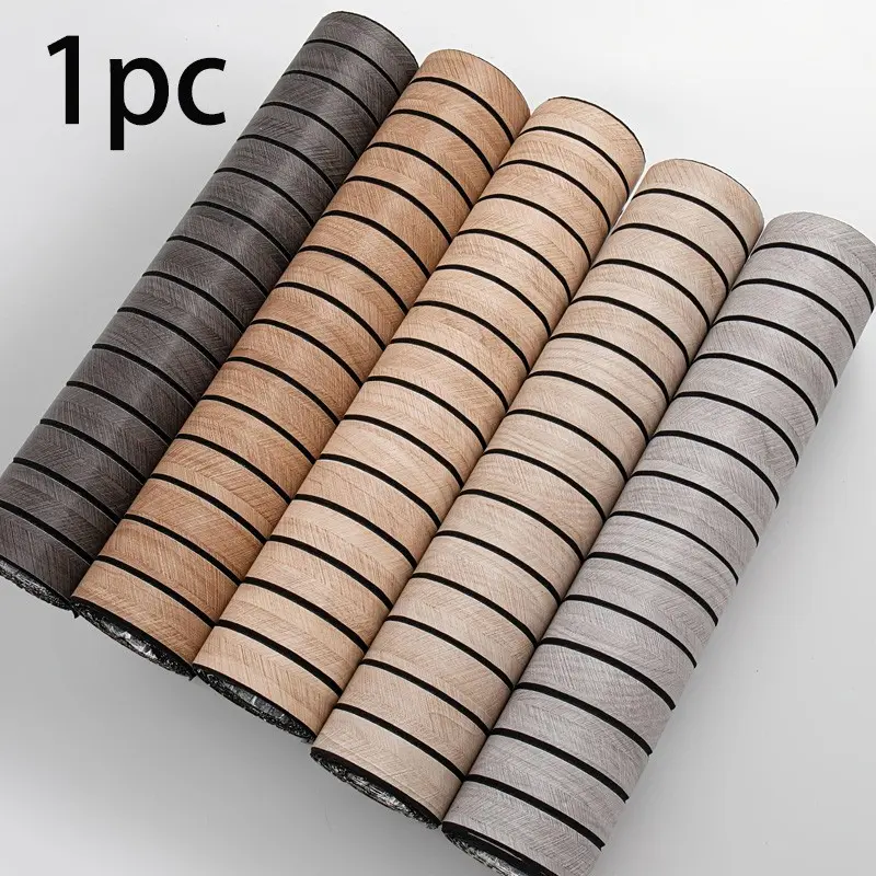 3D Wood Grain Stripe Wall Sticker Roll, 118.1x15.7 Inches, Thick Recessed Texture, Easy Cut and Stick, Peel and Stick Wallpaper Designs, Bedroom Living Room Decor, Striped Wallpaper