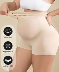 Maternity High Waist Support Shorts, Seamless Pregnancy Shapewear with Gentle Belly Support, Adaptive Waist & Thigh Slimming Maternity Shorts