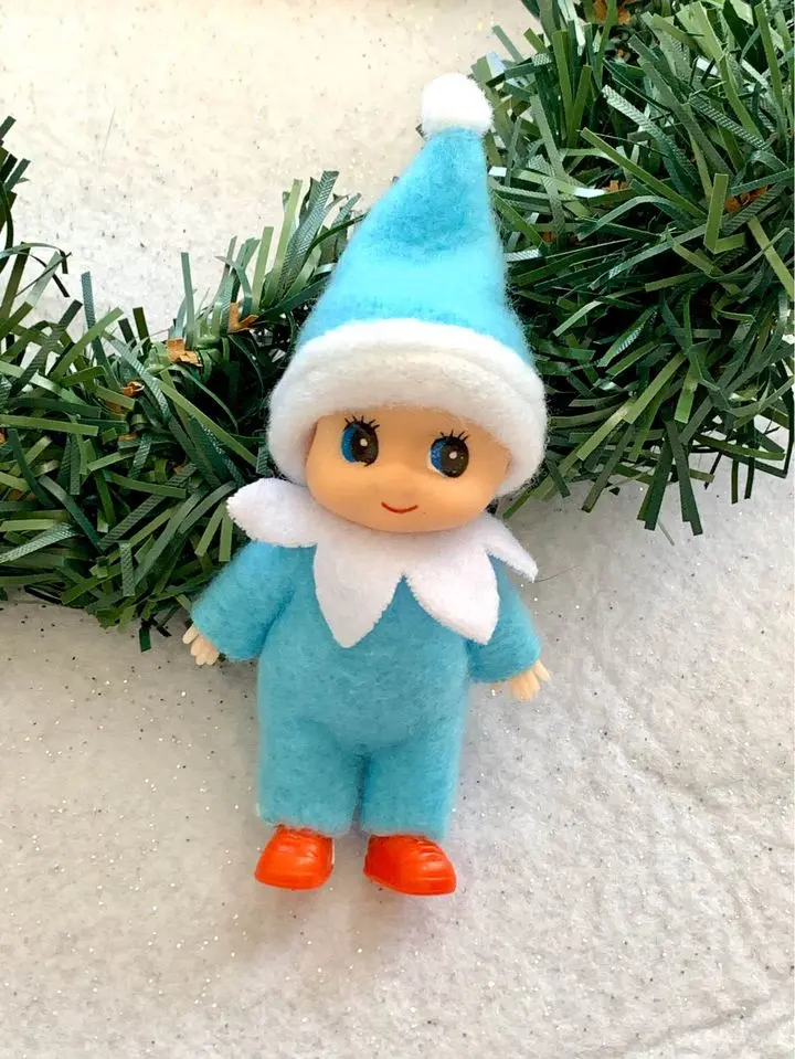 Blue Baby Elf, Toddler Christmas Elf Figurine
