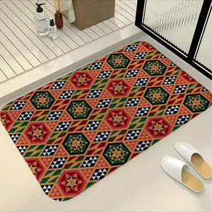 Geometric Non-Slip Bath Mat, Colors, Hexagon Star Diamond Patterns, Kitchen Bathroom Laundry Room Entrance Rug