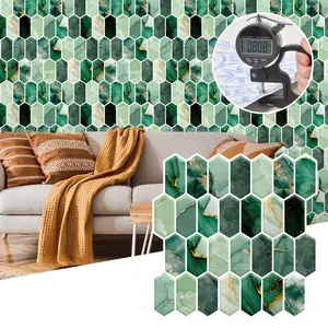 10 Pieces Peel & Stick Tile Backsplash, Self Adhesive, 12x12 Inch Glossy Surface, Kitchen Bathroom Fireplace RV Resin Material