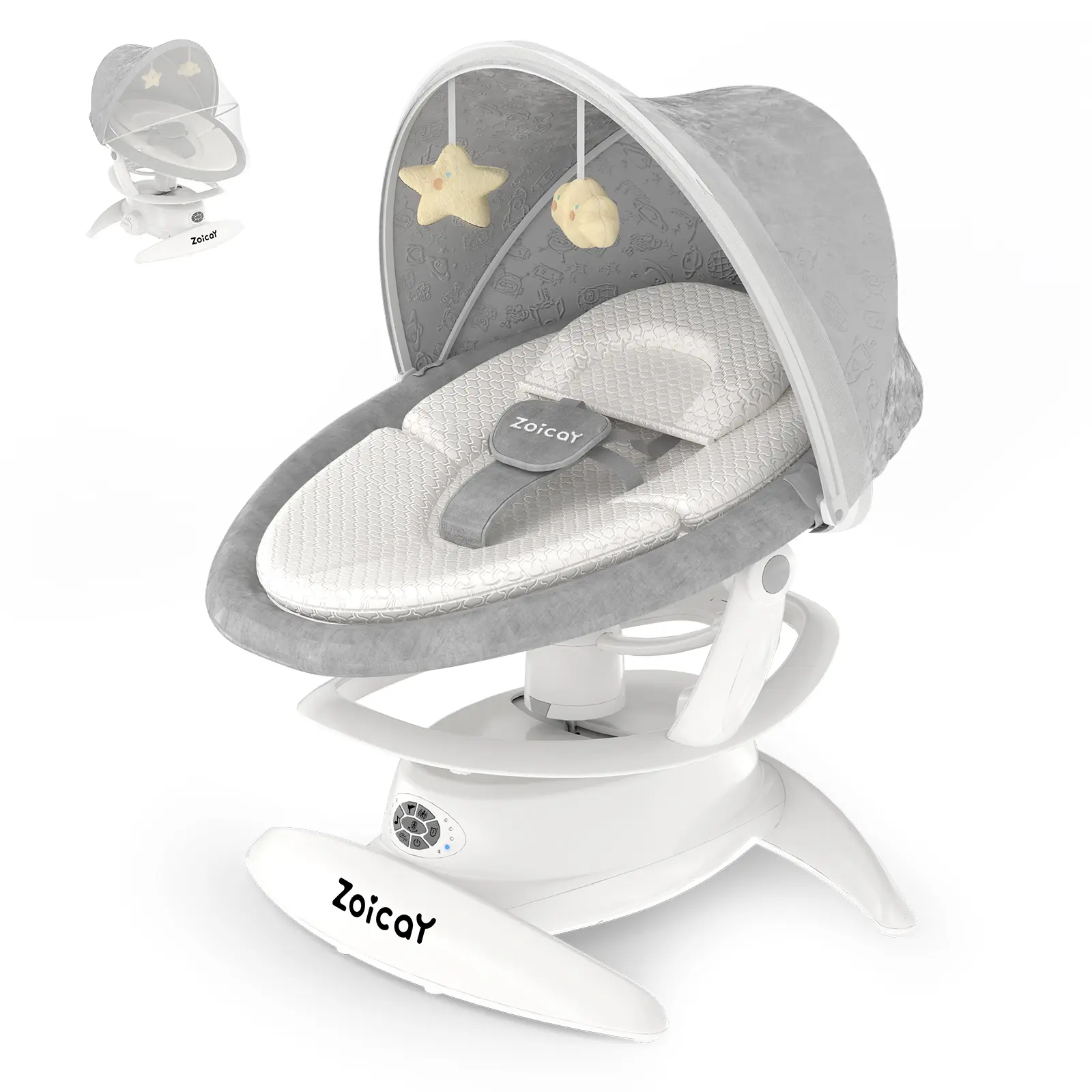 3-in-1 Smart Electric Baby Swing with Motion Detection Auto Rock Function, Newborn Infant Swing Chair Featuring 5 Adjustable Swing Speeds, 3 Rocking Modes and 12 Soft Soothing Melodies, Safe Baby Rocker Support Up to 25 lbs, Skin-Friendly Detachable, Fa
