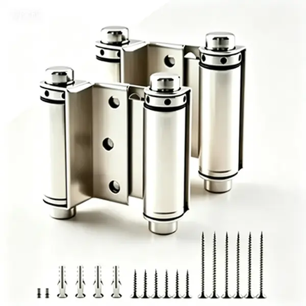 2-Pack 3-Inch Steel Double-Action Spring Hinges, Heavy-Duty Satin Nickel Self-Closing Hardware for Saloon, Bar, Cafe Swinging Doors, Adjustable Tension, Easy Install with Mounting Screws, Reusable (Up to 30 Lbs, No Glue Needed)