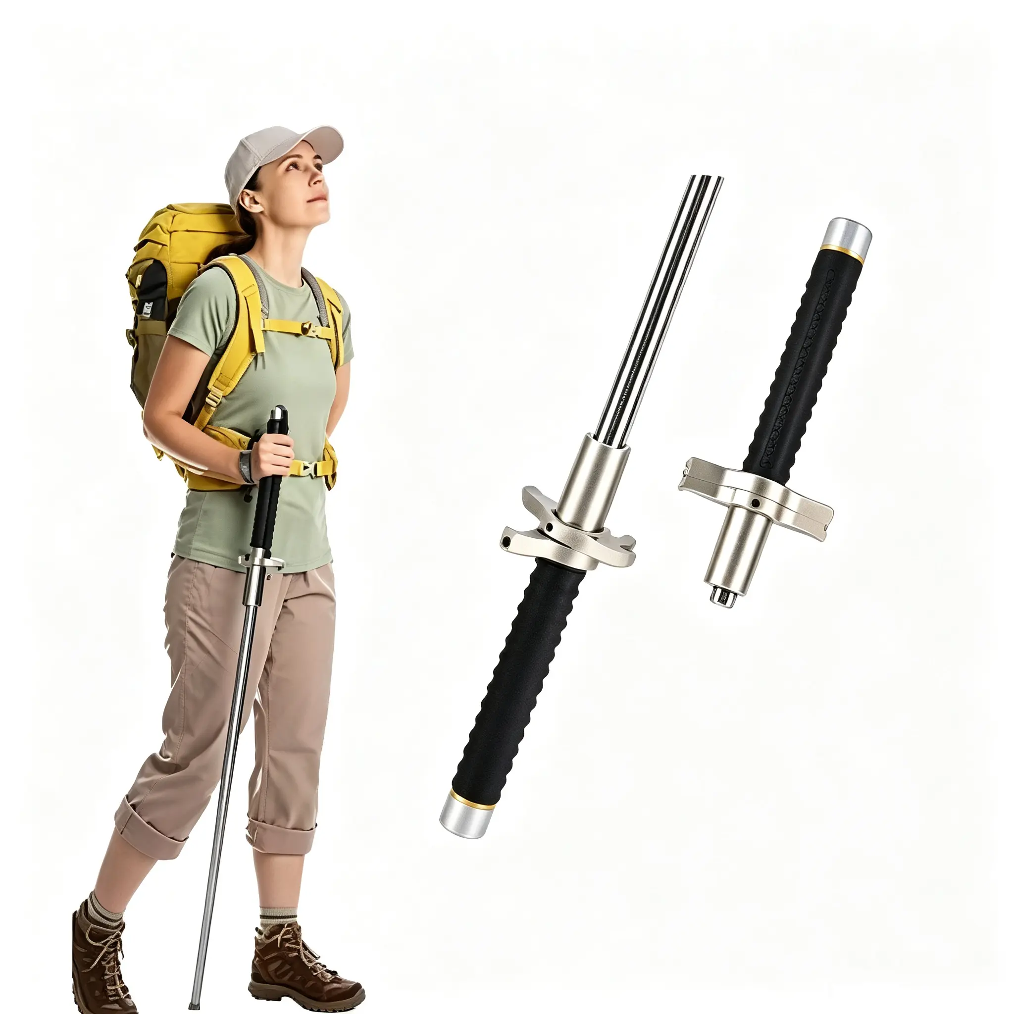 Durable Aluminum Trekking Sticks - Retractable Lightweight Hiking Poles with Carry Bag for Men Women