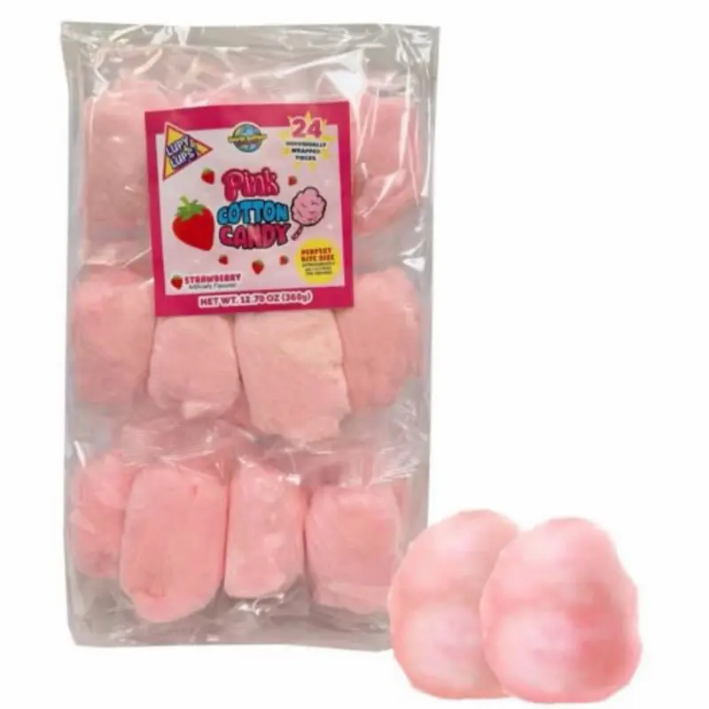Lupy Lups Cotton Candy 24pcs - Pink Strawberry Flavor - 13.79 oz - Perfect for Parties and Events