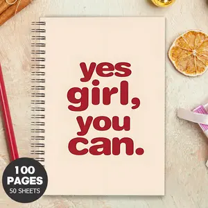 Yes Girl You Can Spiral Coil Notebook, Self-motivation Notebook, Composition Notebook, Suitable for Gifting to Friends, Family, Loved Ones, Or Yourself