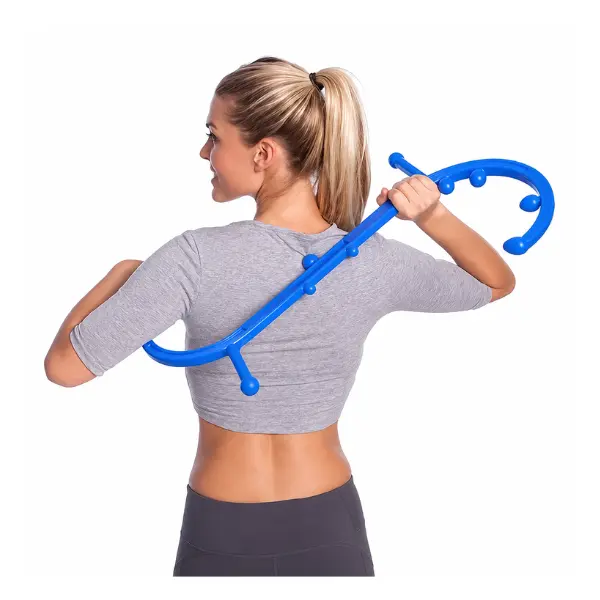 Full Body Massager, Deep Tissue Massage Hook for Back & Neck, Trigger Point Massage Cane for Muscle Knots, Pressure Point Self Massage Tool for Shoulders, Back, Legs & Feet – Blue