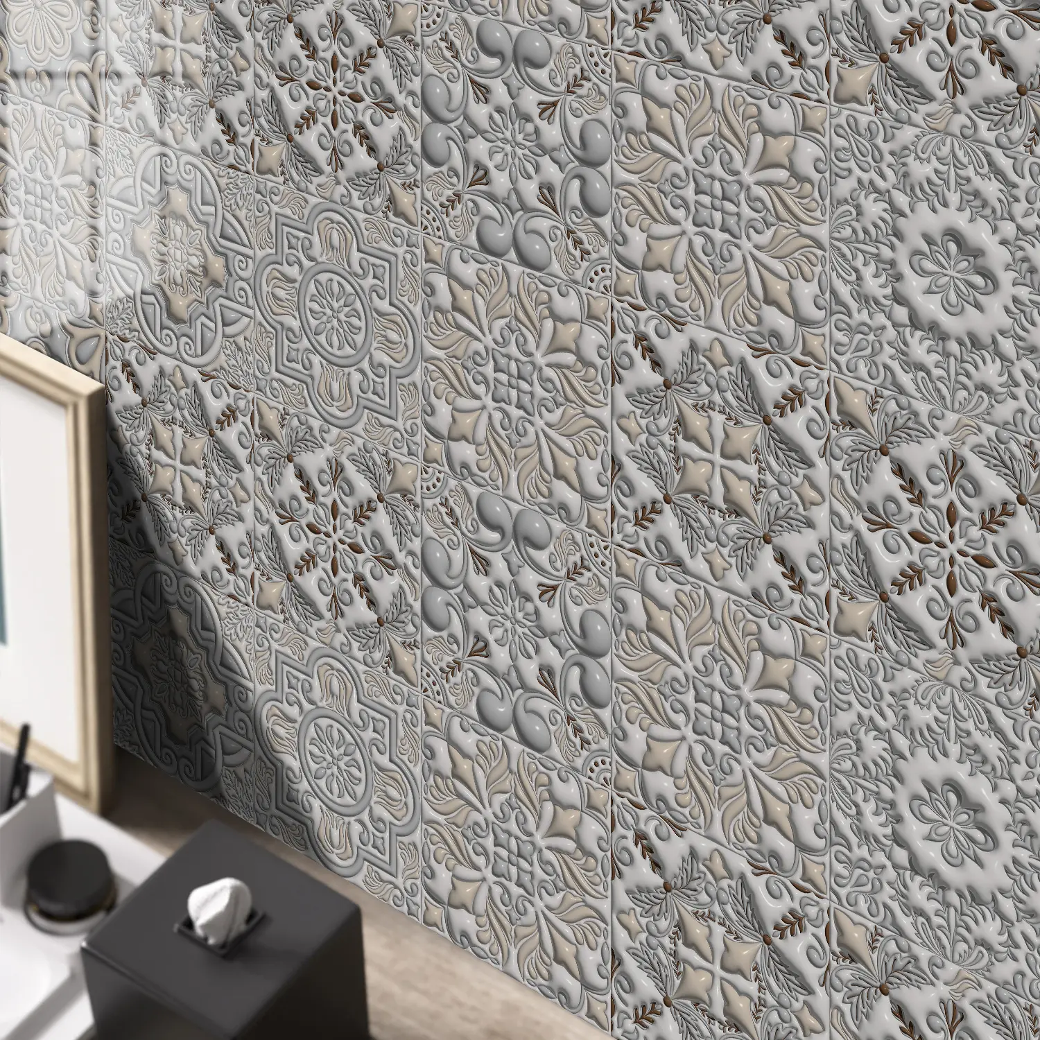 Self-Adhesive Removable Vintage Tile Backsplash, Waterproof and Oil-Resistant for DIY Kitchen & Bathroom, 5.9x11.8 Inch Wall Decor