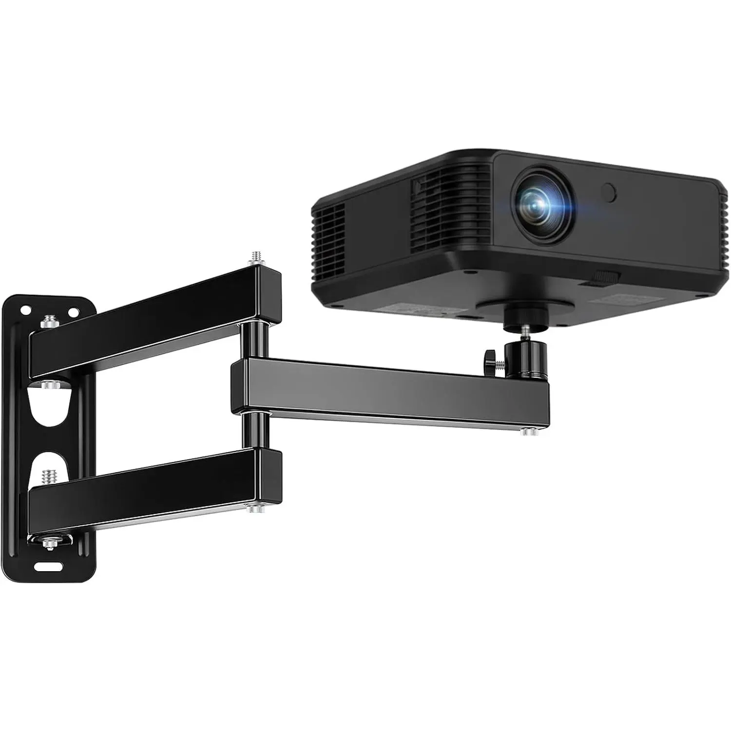 Foldable Projector Wall Mount, Ceiling Projector Mount,  Adjustable 360? Rotation, Projectors Stand with 1/4" Ball , Devices Bracket Holder for  Office(Three Arms,Black)
