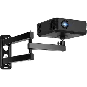 Foldable Projector Wall Mount, Ceiling Projector Mount,  Adjustable 360? Rotation, Projectors Stand with 1/4" Ball , Devices Bracket Holder for  Office(Three Arms,Black)