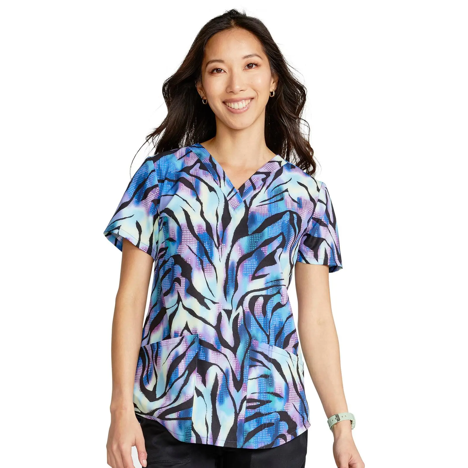 Clearance Cherokee Prints Wild Abstract V-Neck Printed Top