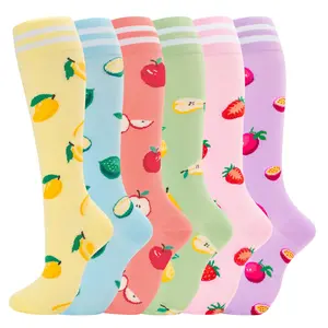 6 Pairs Fruit Compression Socks  (15-20 mmHg) for Women & Men | Cute Knee High Support Socks | Boost Circulation, Reduce Swelling | Perfect for Mom, Nurses, Travel, Pregnancy & Daily Wearcompressionsocks tiktokshopspringglowup