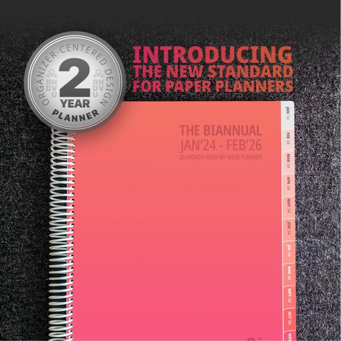 RNDVU 2 Year Daily Planner and Organizer - APRICOT, Bi-Annual, January 2024 through February 2026, 25-Month Weekly Planner