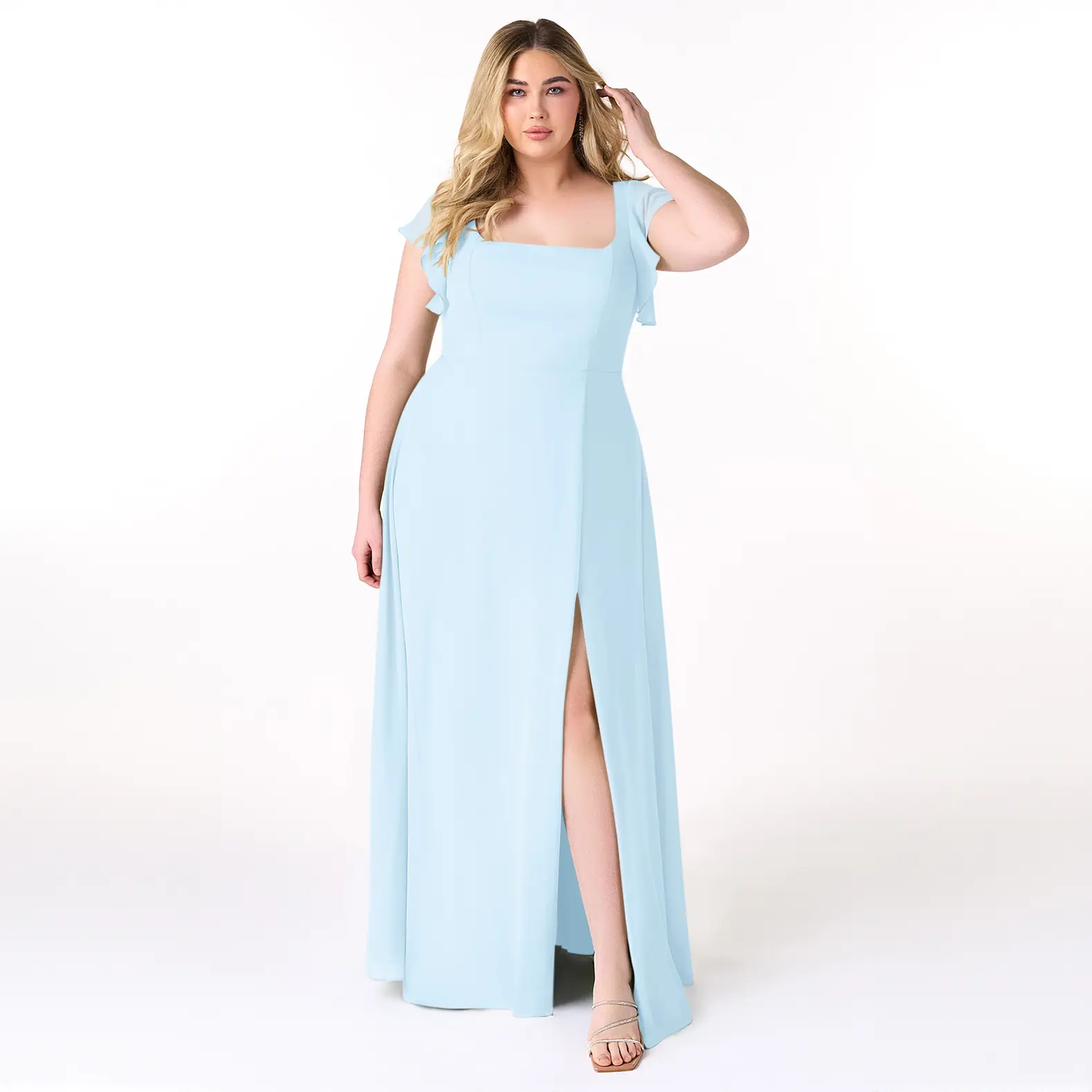 Azazie Bondi Square Neck Flutter Sleeve Slit A-line Bridesmaid Wedding Ceremony Chiffon Dress - TikTok Shop Azazie Bondi Square Neck Flutter Sleeve Slit A-line Bridesmaid Wedding Ceremony Chiffon Dress - TikTok Shop