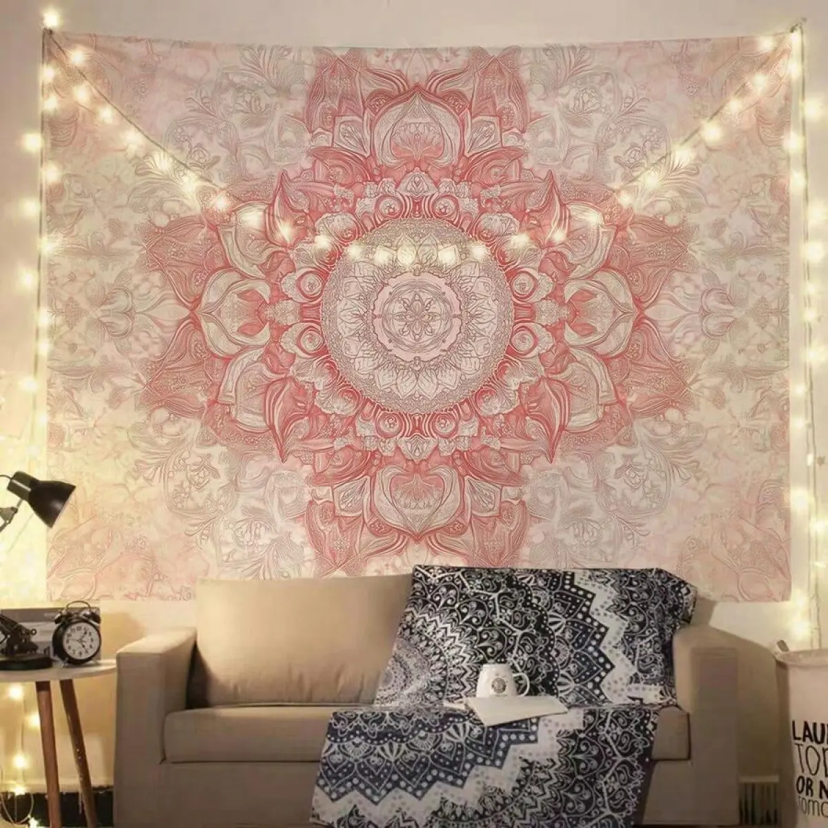 Boho Style Pink Mandala Tapestry Wall Hanging - Decorative, Lightweight Photo Prop Backdrop, Multiple Sizes (200x150cm, 150x130cm, Etc.) for Bedroom, Living Room Room Decor by summerwins