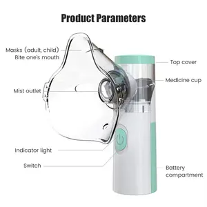 New Portable Handheld Nebulizer with Mesh Spacer for Adults & Kids Handheld Electric Atomizer for Home Use Travel Includes Accessories(No Battery)