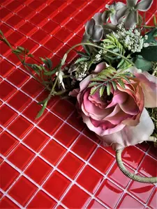 212 MAIN ABOLOS UNBMET0101-RE Marmalade Red 11.75 in. x 11.75 in. Square Glossy Glass Tile, 7.67 sq.ft per Case, Modern Design