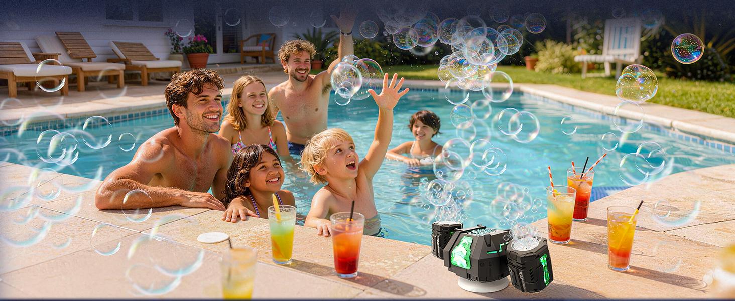 Cossy Rechargeable Bubble Machine, 360° Automatic Rotation Bubble Machine for Kids, Bubble Maker with Remote Control, RGB Lights & 20000+ Bubbles Per Minute, Outdoor Toys Games for Kids/Adults