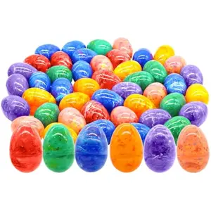 12 Pcs Plastic Iridescent Printed Bright Easter Eggs 3.15" Tall for Easter Hunt, Basket Stuffers Fillers, Classroom Prize Supplies, Filling Treats and Party Favor