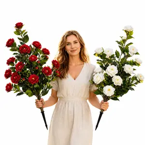 39”Artificial Camellia Tree, 2-Pack Realistic Fake Flower Shrubs, UV & Weather Resistant, No Fading Faux Plants for Indoor Outdoor Decor, Patio, Bedroom, Wedding, Housewarming Gift