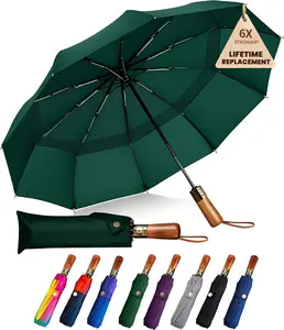 49/54/62 Inch Windproof Golf Umbrella - Automatic Open/Close, Real  Handle - Large Folding Travel Umbrella for Wind, Rain & Sun Protection.